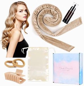 Heatless Hair Curler for Long Hair 60 Inch Heatless Curling Rod Headband Velour No Heat Curling Headband Heatless Curls Headband for Long Hair and Medium Hair (Camel)