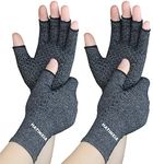 2 Pairs Arthritis Compression Gloves for Arthritis, Rheumatoid, Carpal Tunnel Pain, Hand Compression Gloves Fingerless for Typing, Work, Driving, Fit Women Men, Anti-Slip Dots (Black, Medium)