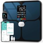 ABLEGRID Body Fat Scale,Digital Smart Bathroom Scale for Body Weight, Large LCD Display Screen, 16 Body Composition Metrics BMI, Water Weigh, Heart Rate, Baby Mode, 400lb, Rechargeable