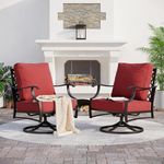 SUNSHINE VALLEY Metal Outdoor Swivel Patio Chairs Set of 2 with 5.75" Extra Thick Cushion, 2 Piece High Back Swivel Rocker Patio Chairs Outdoor Furniture Seating for Deck Balcony Front Porch, Red