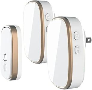 Wireless Doorbell by LUAMB 1,000ft Range Loud Enough with 5 Volume Levels and 52 Chimes LED Flashing,1 Push Button and 2 Receiver.