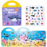 Ocean Reusable Sticker Books Reusable Sticker Books Toys Reusable 3D Sticker Scenes Book Cute Ocean World Stickers for 3 4 5 Year Olds Girls and Boys