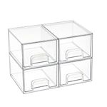 Vtopmart 4 Pack Clear Makeup Organiser, Acrylic Small Stackable Storage Drawers, Plastic Storage Box For Vanity, Bathroom, Under Sink, Kitchen Cupboard, Pantry, Home Organization