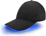 JIGUOOR LED Hat Light Up Baseball Cap Flash Glow Party Hat Rave Accessories for Festival Club Stage Hip-hop Performance (Rechargeable Powered, Blue)