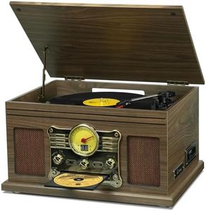 FEKTIK Bluetooth Record Player 10 in 1,FEKTIK 3-Speed Turntable for Vinyl with Speakers, LP to MP3 Converter, CD, Cassette Player, FM Radio, Wireless Streaming | Wooden