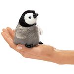 Folkmanis Puppets Baby Emperor Penguin Finger Puppet, Grey/Black/White