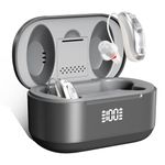 tomoneed Rechargeable Hearing Amplifier, Clear Natural Sound, Adaptive Noise Reduction, Reduced Whistling, Easy Button Control, Magnetic Charging Case, Up to 180H Battery Life