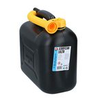 ED-CO Jerry Can Plastic Black Petrol Can Diesel Fuel Oil Canister With Pouring Spout, Plastic, Black (10L)