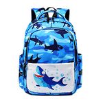 Cartoon Shark Backpack for Kids Elementary Middle School Bag Bookbag, Waterproof and Lightweight