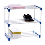 Dhani Creations Adjustable 3-Tier Shoe Rack Organizer with Wheels | Multipurpose Storage, Easy to Assemble | Space Saving Portable Stand for Home, Office, Indoor & Outdoor Use