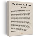 Inspirational Quote Canvas Wall Art the Man in the Arena Canvas Print Positive Theodore Roosevelt Speech Painting Wall Decor Framed Gift 12x15 Inch