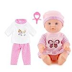 Toy Choi's 12inch Body Baby Doll with Rompers and Hat, Washable and Dress-able Pink Outfits, Ideal Gift for Preschool Toddlers Kids Girls Boys Aged 2 3 4 5+ Years Old