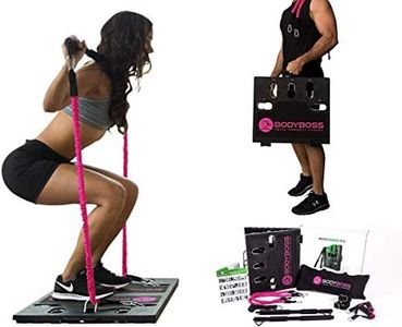 BodyBoss Home Gym 2.0 - Full Portable Gym Home Workout Package, Includes A Set of Resistance Bands - Collapsible Resistance Bar, Handles + More- Full Body Workouts for Home, Travel Or Outside Pink