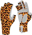 Riverruns Fishing Gloves UPF 50+ Sun Gloves UV Protection Men Women for Outdoor, Kayaking, Rowing, Hiking, Cycling, Driving(Yellow Leopard, XL)