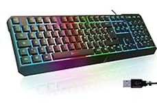 KLIM Chroma Gaming Keyboard UK Layout + Slim, Durable, Ergonomic, Quiet, Water Resistant, Silent Keys, USB + Wired Backlit Keyboard for Laptop PC Mac Gamer PS4 keyboard + NEW 2024 VERSION + Black