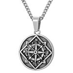 murtoo Compass Necklace for Men and Women, Antique Silver Stainless Steel Chains Necklace with Compass Pendant Unique Gifts for Men (Round, 20+2 inch)