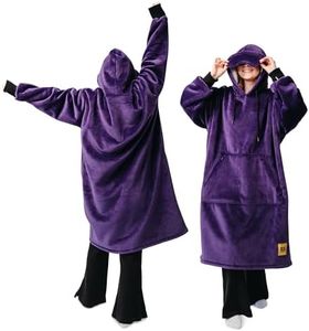 Big Blanket Co Hideout Hoodie Purple | Oversized Wearable Blanket Hoodie | Soft Sherpa-Lined Hoodie Blanket for Adults | One Size Fits All