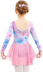 Zaclotre Ballet Leotards for Girls Toddler Classic Long Sleeve Criss-Cross Back Dance Dress Ballerina Outfits