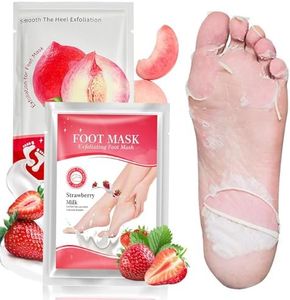 2 Paires Masque Pieds Peeling Exfoliant,Peeling Pied,Talons et Peau Morte Sèche pour des Pieds Doux, Masque Exfoliant pour Pieds, pour Femmes & Hommes (Fraise pêche)