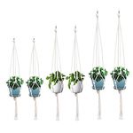 Macrame Plant Hanger, 6 Pack White Indoor Outdoor Hanging Planter Flower Pot Basket Hanging Handmade Hanging Plant Holders(60cm *2 80cm *2 100cm*2)