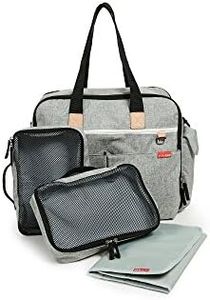 Skip Hop Diaper Bag: Iconic Duo Weekender, Extra Large Capacity with Changing Pad & Stroller Attachment, Grey Melange