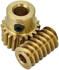 Brass Worm Gear Set - 0.5 Modulus 20T 20:1 Reduction Rate 3mm 4mm Hole Diameter Right Rotation Drive Gear Box Wheel Shaft Kit (Rod-3mm bore, Gear-5mm bore)