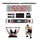 INNSTAR Portable Home Gym Set with Workout Bar, Bench Press Set, Squat Resistance Band, Door Anchor and More-Full Body Workout Equipment to Build Muscle and Shape Body(Camo Red-80lbs)