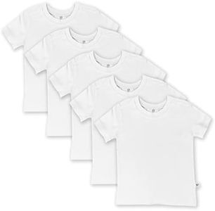 HonestBaby Multipack Short Sleeve T-Shirt Tee 100% Organic Cotton Infant Baby, Toddler, Little Kids Boys, Girls, Unisex, Bright White, 18 Months