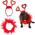 Zodaca Valentines Dog Clothes, Heart Headband and Collar Costume for Med to Large Dogs (2 Pieces)