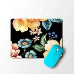 Pikkme Colorful Flower Floral Black Designer Printed Laptop/Desktop/Computer Mousepad/Mouse Pad (Best for Gaming/Gamers)