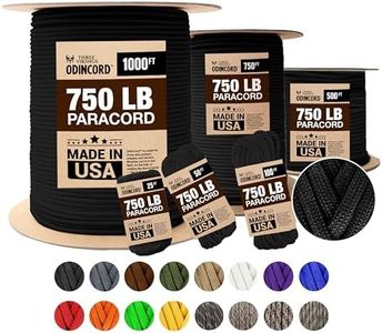 Three Vikings Paracord Rope - 100% Nylon 11 Strand Core - Type IV 750lb - Stronger Than Basic Paracord 550 Cord - Made in USA - Available in Continuous Spools and Many Colors - Black - 25 ft