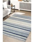 Modern Style Rugs Zeus Stripe Design Navy Area Rug, Floor Rugs Living Room, Bedroom, Conservatory, Home, Office Rugs, Short Pile Carpet, 120x170 cm (4ft x 5ft 7 inch)