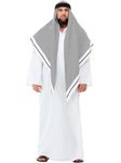 Smiffys Deluxe Fake Sheikh Costume, White with Robe & Headdress, Around The World Fancy Dress, Adult Dress Up Costumes