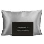 Fishers Finery 30mm 100% Pure Mulberry Silk Pillowcase, Good Housekeeping Quality Tested (Silver, Queen)
