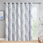 FMFUNCTEX Blue Blackout Curtain for Bedroom Sliding Door Extra Wide Room Divider Curtain 84 Inches Long 1 Panel for Partio Door Tree Branch Pattern Thermal Insulated Grommet Window Drape W100 x L84