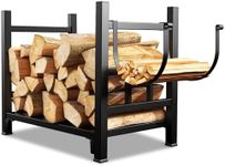 GREENER Firewood Rack Indoor- SMALL Heavy Duty Fireplace Log Holder Firewood Stove Stacker Indoor Powder-coated Fire Wood Holders Outdoor For Fireplace Fire Pit, Size: 17.7“L*11.8" W*16.2" H