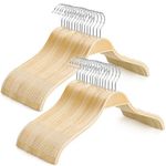 Topia Hanger Slim Natural Wood Hangers with Extra Soft Non-Slip Rubber Grips, 30-Pack High-Grade Fashion Hanger No Shoulder Bump for Sweaters, Hoodies, Jacket, Dress, Coat -CT15N30
