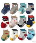 ADBUCKS Boy & Girl Cotton Baby Socks Knitted Cartoon Grip Kids Anti Slip Unisex Baby Socks (Color May be Vary) (Pack Of 4, 12-18 months)