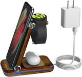 Wireless Charger for Samsung/Android, HOLYJOY Foldable 3 in 1 Fast Charging Station/Stand/Multi Charger for Samsung S25 Ultra/S24/Note 20, Travel Pad for Galaxy Watch 8/7/6/5/Active 2, for Buds(Wood)