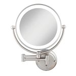 Zadro 5X Flurescent Surround Glamour Mirror Round Double Sided Dual Arm Hard Wire Ready, Satin Nickel, 14 inches