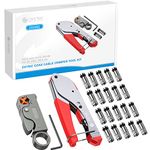 eSynic Professional Coax Crimping Tool F Type Connector Compression Tool Set Coax Cable Crimper Tool Kit for RG6 with 20Pcs RG6 Coaxial Cable Connectors and a Adjustable Rotary Coaxial Cable Cutter