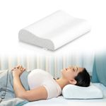 WELLGIVER Memory Foam Cervical Pillow | 2 Years Warranty | Orthopedic Contoured Neck Support Pillow for Sleeping, Neck & Shoulder Pain, Dual Height (Standard (Pack of 1), White)