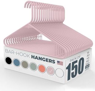 Neaties Plastic Hangers 150 Pack – Made in The USA – 6lb Capacity Standard Clothes Hangers with Strap Hooks for Dresses, Lingerie, Shirts, Pants, and Jackets – Pink