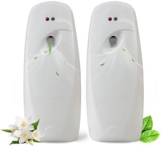 Automatic Air Freshener Dispenser 2-Pack,Histely Auto Air Freshener Spray Dispenser Wall Mounted or Free Standing Battery Powered w/Interval Spray Setting for Commercial & Home Use,No Drilling(White)