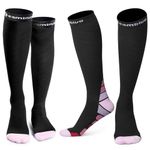 CAMBIVO Compression Socks for Women & Men 2 Pairs, Flight Socks Compression Stockings Running Socks for Calf & Ankle Support, Sports, Flying, Maternity Pregnancy, Nurses, Travel