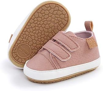 BABSMULY Baby Boys Girls Shoes Non-Slip Rubber Sole High-Top PU Leather Sneakers Infant First Walking Shoes Toddler Crib Shoes Newborn Loafers Flats.(A/Pink, 6-12 Months)