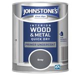 Johnstone's - Quick Dry Gloss Primer Undercoat - Grey - Water Based - Interior Wood & Metal - Fast Drying - Low Odour - Dry in 1-2 Hours - 13m2 Coverage per Litre - 0.75 L
