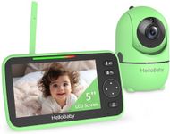 HelloBaby Upgrade Monitor, 5''Sreen with 30-Hour Battery, Pan-Tilt-Zoom Video Baby Monitor with Camera and Audio, Night Vision, VOX, 2-Way Talk, 8 Lullabies, 1000ft Range No WiFi, Ideal Gifts - Green