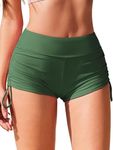 AI'MAGE Women Swim Shorts, High Waisted Adjustable Ruched Side Tie Bikini Bottoms, Swimsuit Board Boy Shorts for Ladies Girls Army Green, L