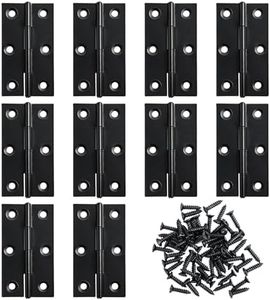 10Pack 2.6 Inch Door Hinge Cabinet Hinge, Right Handed Slip Joint Flag Hinges Rising Butt Cabinet Door Hinges, Window Hinges Outdoor Hinges with Mounting Screws (Black)